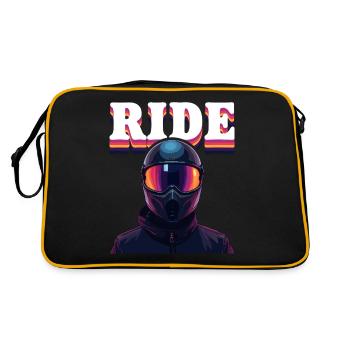 Cool motorcyclist biker design with the text - Retro Bag - black/gold - Back