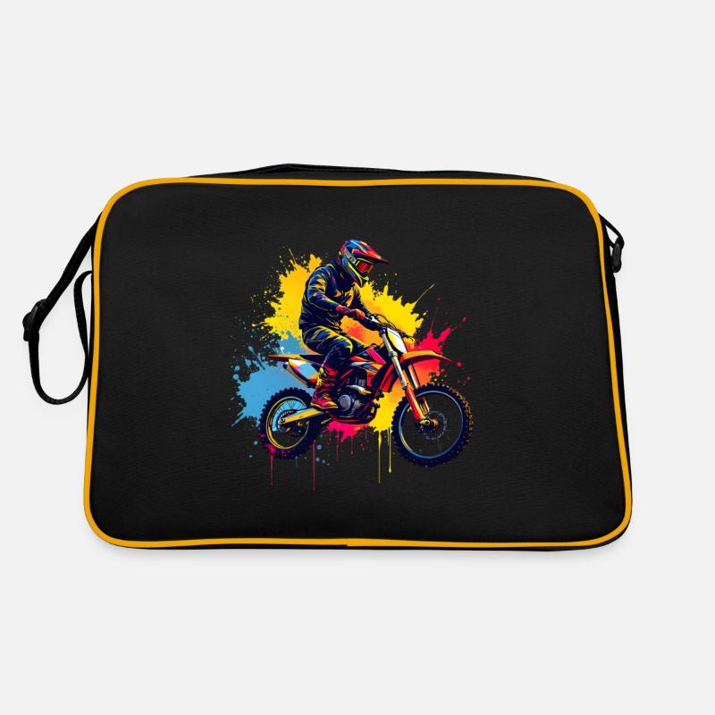 Motocross Design Art Aquarelle Éclaboussures Coloré Sac Retro
