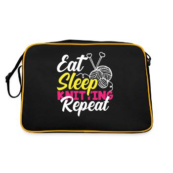Tricoter Manger Dormir Tricoter Répéter - Sac Retro - noir/or - Dos
