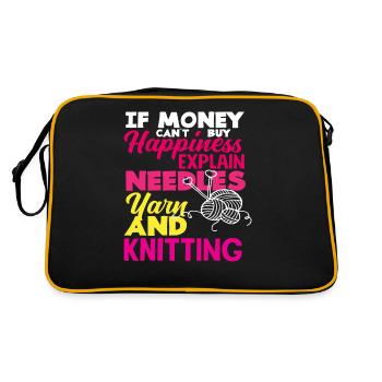 Wool Needles and Knitting Happy - Retro Bag - black/gold - Back