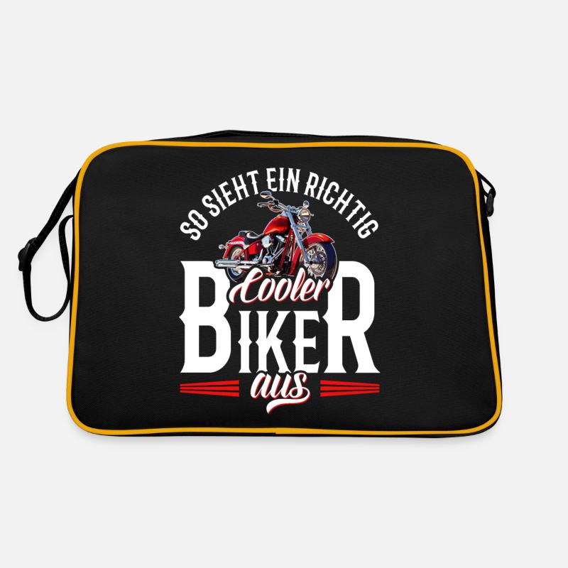 Biker Spruch so sieht ein richtig cooler Biker aus - Retro Tasche - Schwarz/Gold