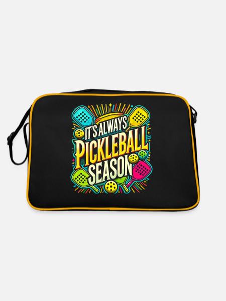 Es ist immer Pickleball-Saison - Retro Tasche - Schwarz/Gold - Hinten