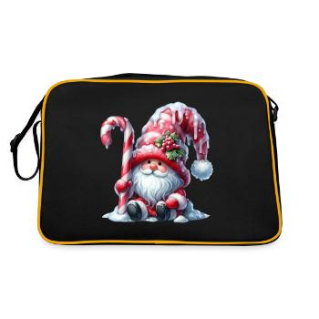 Christmas gnome with candy cane and - Retro Bag - black/gold - Back