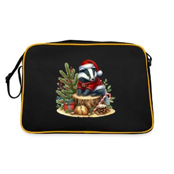 Blaireau de Noël avec cadeaux - Sac Retro - noir/or - Dos