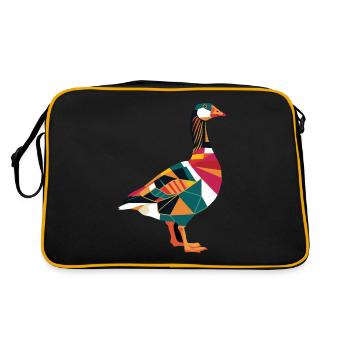 Géométrique Animal de la Ferme Graphique Oie - Sac Retro - noir/or - Dos