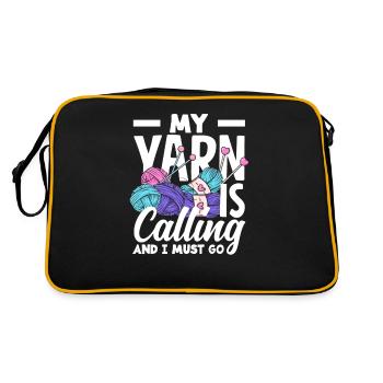 Ma laine m’appelle, je tricote, je dois commencer à tricoter - Sac Retro - noir/or - Dos