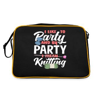 Je fête avec du tricot et de la laine - Sac Retro - noir/or - Dos