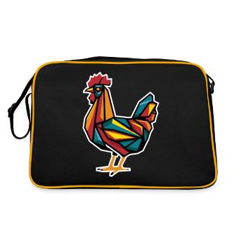Geometric Farm Animals Graphic Chicken - Retro Bag - black/gold - Back