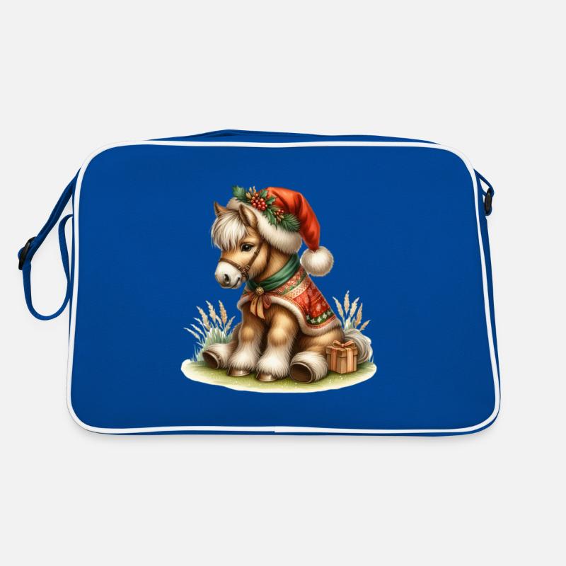 Cute Christmas pony with hat Retro Bag