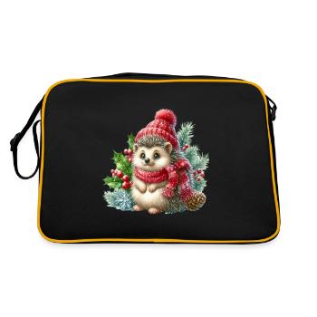 Mignon hérisson d’hiver avec chapeau et écharpe - Sac Retro - noir/or - Dos