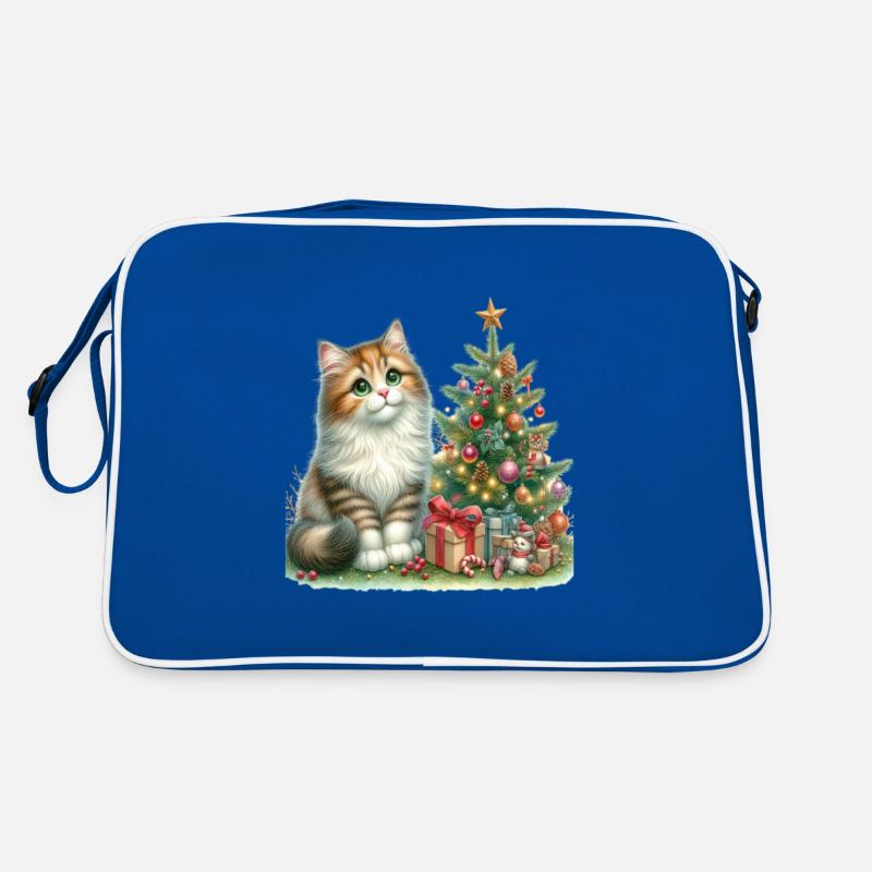 Chat mignon sous le sapin de Noël Sac Retro