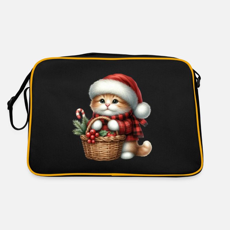 Chat de Noël avec panier et chapeau Sac Retro
