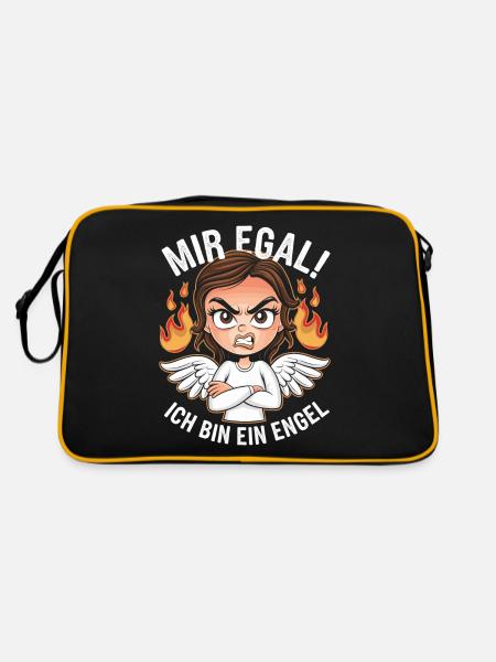Mir Egal! Ich Bin Ein Engel Lustiges Sarkasmus - Retro Tasche - Schwarz/Gold - Hinten