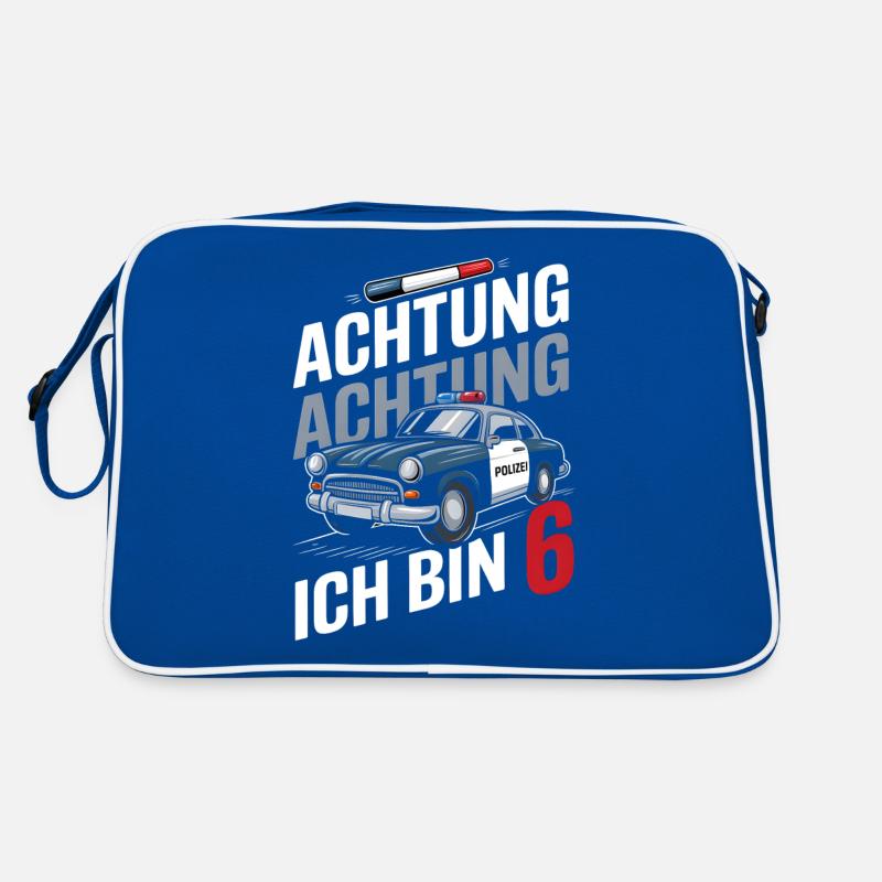 Achtung Ich Bin 6 Polizei 6. Geburtstag Retro Tasche