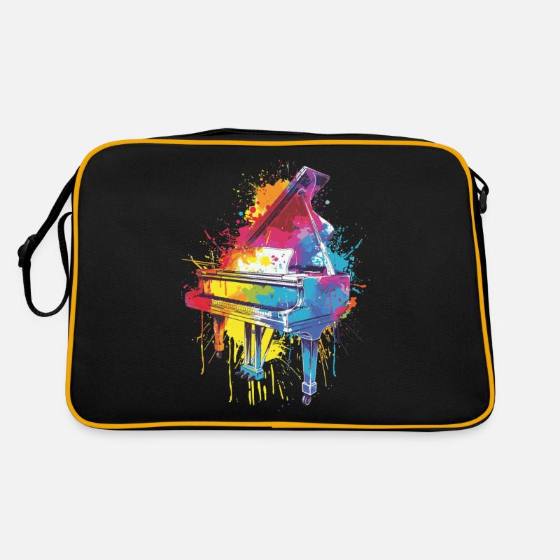Klavier - Retro Tasche - Schwarz/Gold