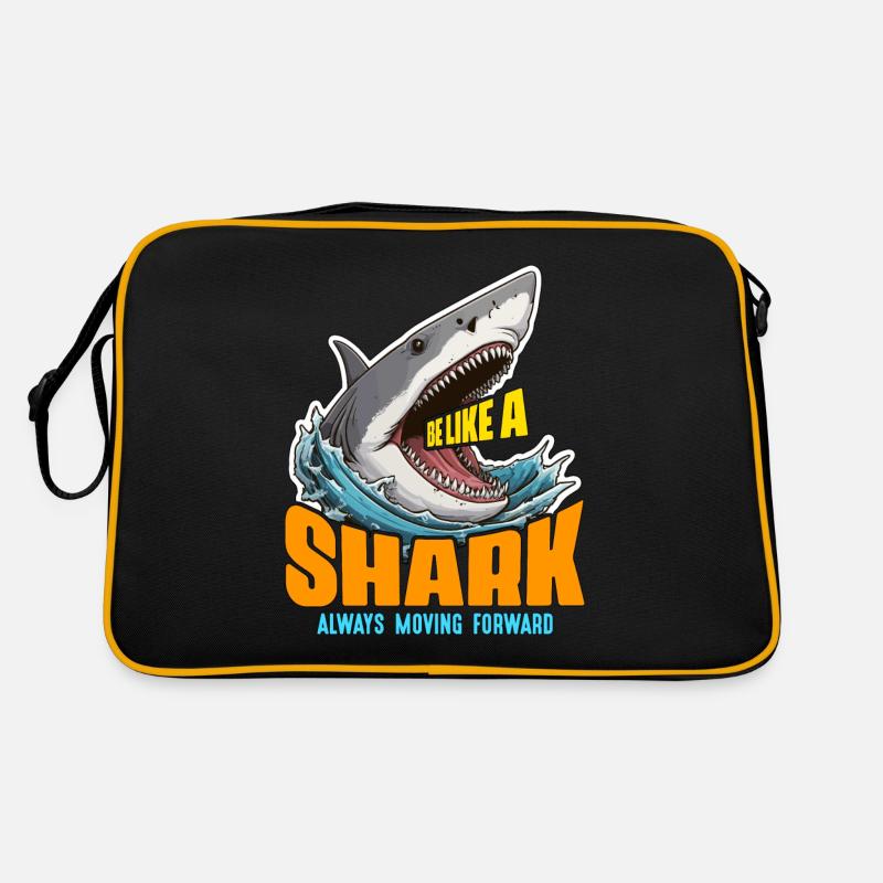 Shark Hunting Be Like A Shark Always Scuba Diving - Retro Tasche - Schwarz/Gold