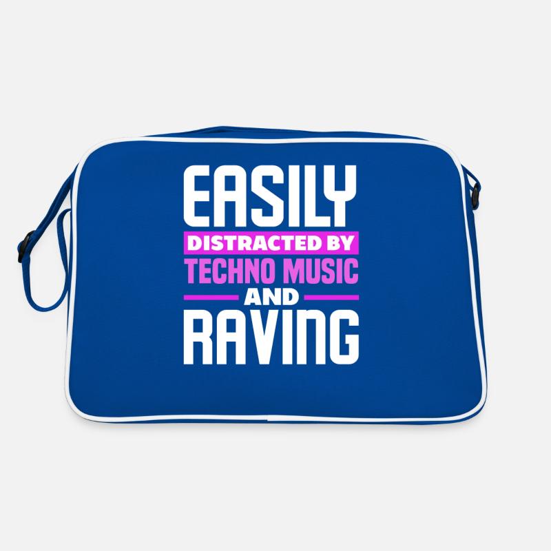 Easily Distracted By Techno Music And Raving Retro Tasche