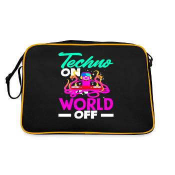 Techno Lover: Techno On World Off - Retro Bag - black/gold - Back