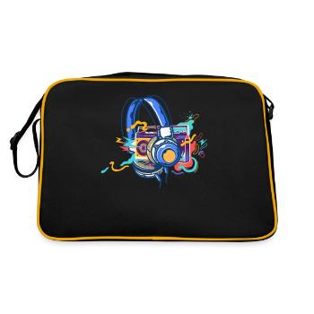 Techno Lover Casque coloré Musique - Sac Retro - noir/or - Dos