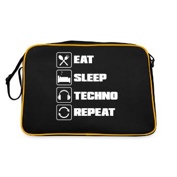 Eat Sleep Techno Repeat for Techno Lover - Retro Bag - black/gold - Back