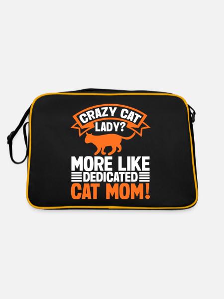 Cat Mom Gifts - Retro Tasche - Schwarz/Gold - Hinten