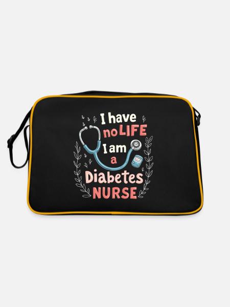 Diabetes Krankenschwester - Retro Tasche - Schwarz/Gold - Hinten