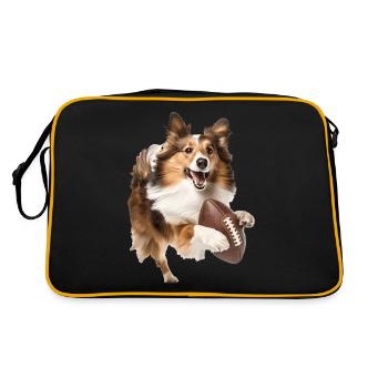 Shetland Sheepdog - Retro Tasche - Schwarz/Gold - Hinten