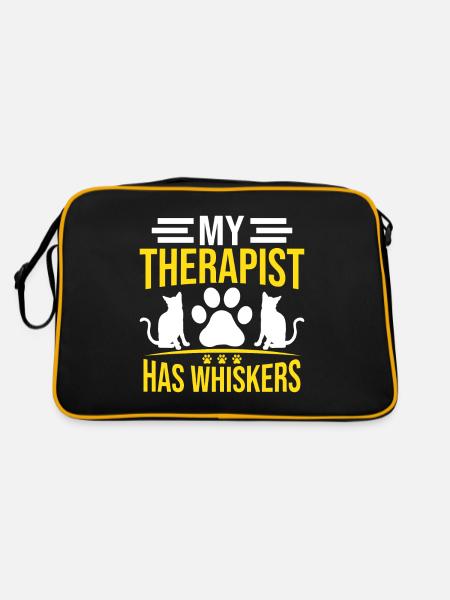 Cat Mom Gifts - Retro Tasche - Schwarz/Gold - Hinten