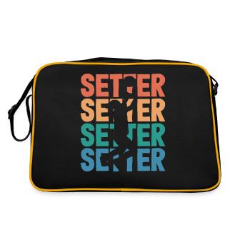 Volleyball Setter Silhouette Art - Retro Bag - black/gold - Back