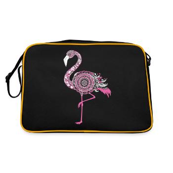 Mandala Flamingo Flamingo Wasservogel Flamingo - Retro Tasche - Schwarz/Gold - Hinten