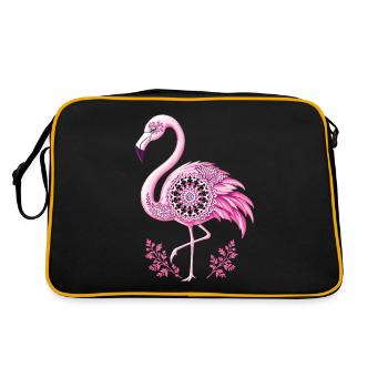 Mandala Flamingo Flamingo Waterfowl Flamingo - Retro Bag - black/gold - Back