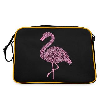 Mandala Flamingo Flamingo Wasservogel Flamingo - Retro Tasche - Schwarz/Gold - Hinten