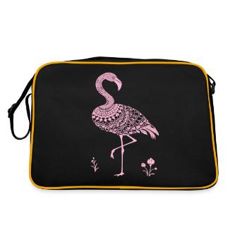 Mandala Flamingo Flamingo Waterfowl Flamingo - Retro Bag - black/gold - Back