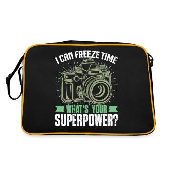 Ich kann die Zeit einfrieren, was ist Ihre Superpo - Retro Tasche - Schwarz/Gold - Hinten