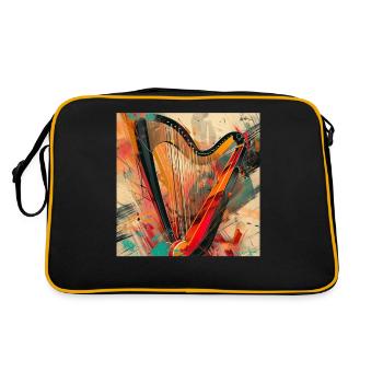 Harfe - Retro Tasche - Schwarz/Gold - Hinten