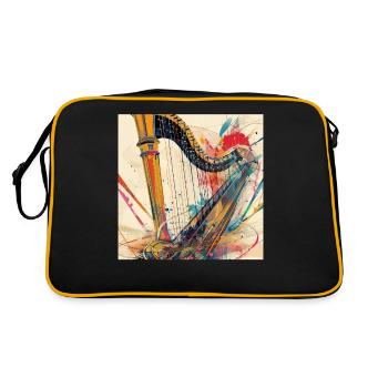 Harfe - Retro Tasche - Schwarz/Gold - Hinten