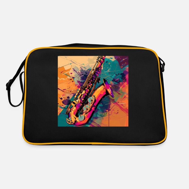 Saxophon - Retro Tasche - Schwarz/Gold