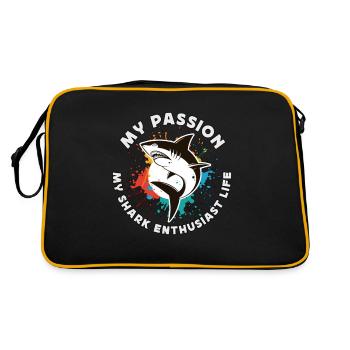 Passionné de requins, ma passion, mon biologiste marin - Sac Retro - noir/or - Dos