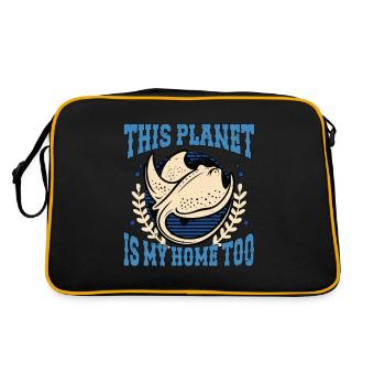 Manta Rays This Planet Is My Home Ocean Animal - Retro Tasche - Schwarz/Gold - Hinten