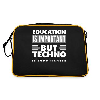 Techno Liebhaber Bildung Wichtiger - Retro Tasche - Schwarz/Gold - Hinten