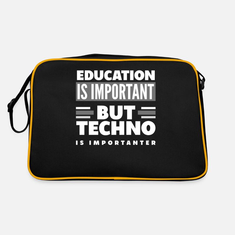 Techno Liebhaber Bildung Wichtiger - Retro Tasche - Schwarz/Gold