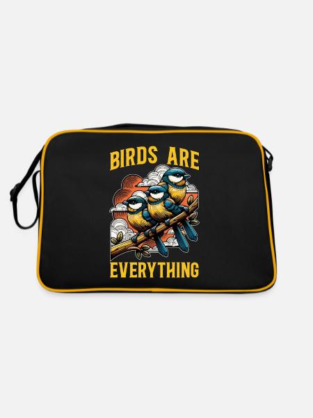 Bird Enthusiast Birds Are Everything Nature Lover - Retro Bag - black/gold - Back