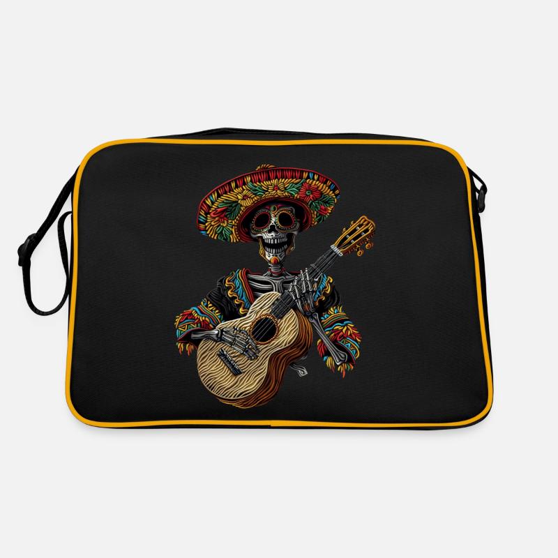 Ukulélé Mexicain Squelette - Sac Retro - noir/or