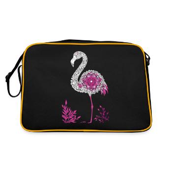 Mandala Flamingo Flamingo Wasservogel Flamingo - Retro Tasche - Schwarz/Gold - Hinten