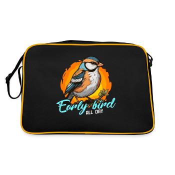 Bird Enthusiast Early Bird All Day Birdwatching - Retro Tasche - Schwarz/Gold - Hinten