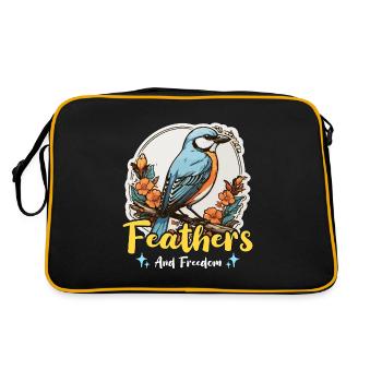 Bird Enthusiast Feathers And Freedom Ornithologist - Retro Tasche - Schwarz/Gold - Hinten