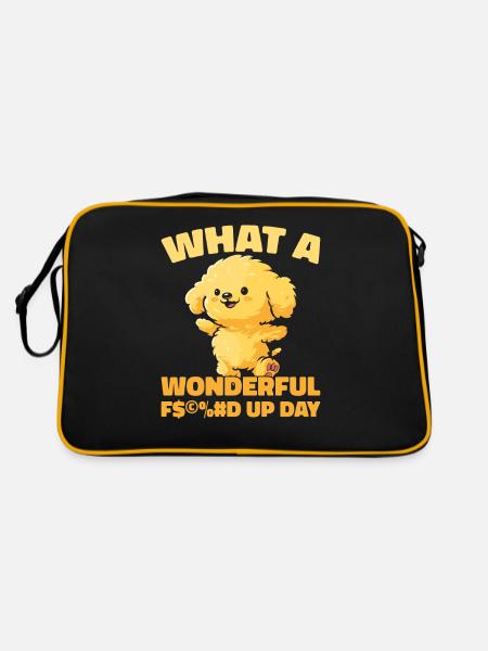 Golden Doodle Fucked Up Day - Retro Tasche - Schwarz/Gold - Hinten