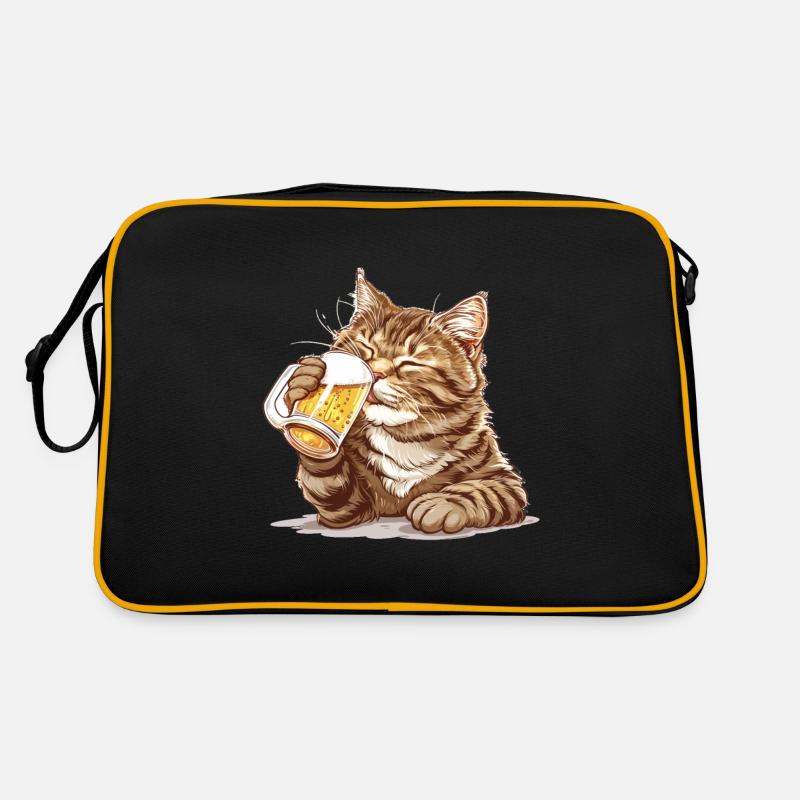 Cute Cat Drinking Beer 2 Retro Tasche