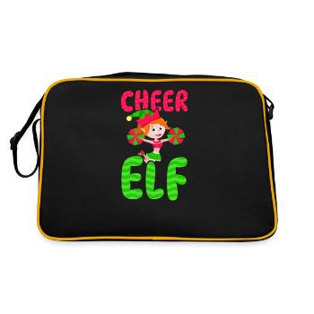 Weihnachten Cheerleader Cheer Elf - Retro Tasche - Schwarz/Gold - Hinten