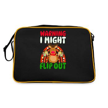 Weihnachts-Cheerleader-Warnung Flip Out Rentier - Retro Tasche - Schwarz/Gold - Hinten